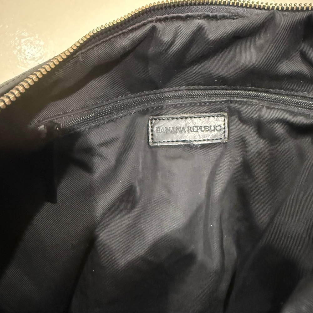 SOLD Vintage Banana Republic Black Leather Hobo Bag shoulder purse grunge everyd - Picture 8 of 16